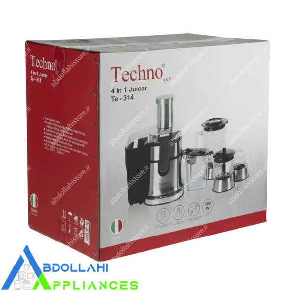 آبمیوه گیری چهارکاره تکنو مدل Te-314 با 18 ماه گارانتی