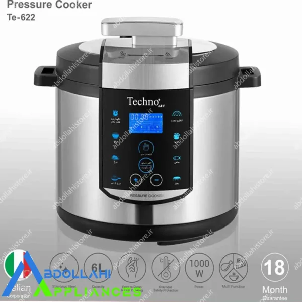 زودپز و مولتی کوکر چند منظوره تکنو techno مدل TE-622 با 18 ماه گارانتی