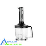 قدرت ۶۰۰ وات سبک و کم صدا دارای همزن از جنس استیل پایه گوشت کوب استیل ضد زنگ دارای تیغه یخ شکن استیل ضد زنگ ظرفیت محفظه خرد کن ۶۰۰ میلی لیتر دارای کلید انتخاب سرعت همراه با ولوم تنظیم قابل استفاده به صورت گوشت کوب ، همزن و خردکن